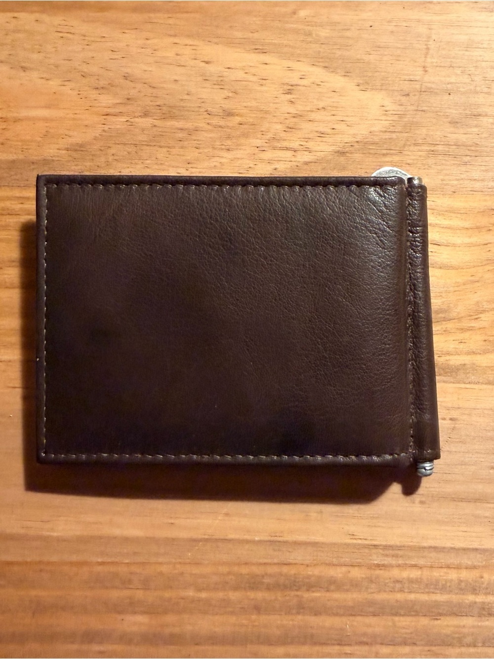 Brown Leather Money Clip Wallet - Minimal Men's Accessory
